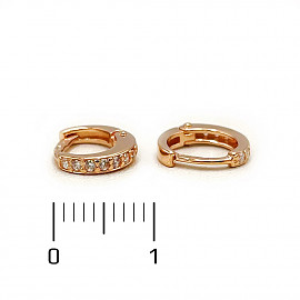 Золотые серьги красного цвета с цирконом