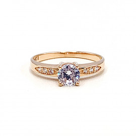Золотое кольцо в красном цвете с цирконом 01-19112484