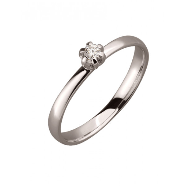 Золота каблучка з білим діамантом