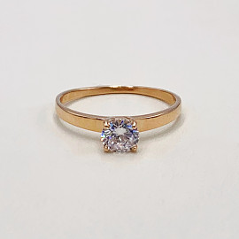 Золотое кольцо в красном цвете с цирконом 01-19323184