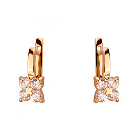 Сережки з червоного золота з цирконом 01-19334884