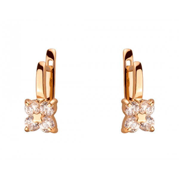 Сережки з червоного золота з цирконом
