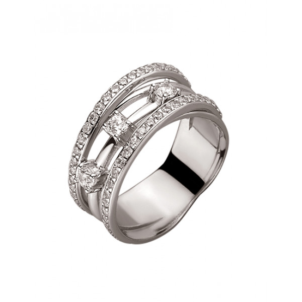 Золотое кольцо в белом цвете с цирконом