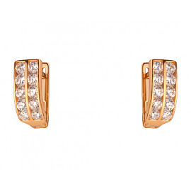 Золоті сережки червоного кольору з цирконом 01-200159984