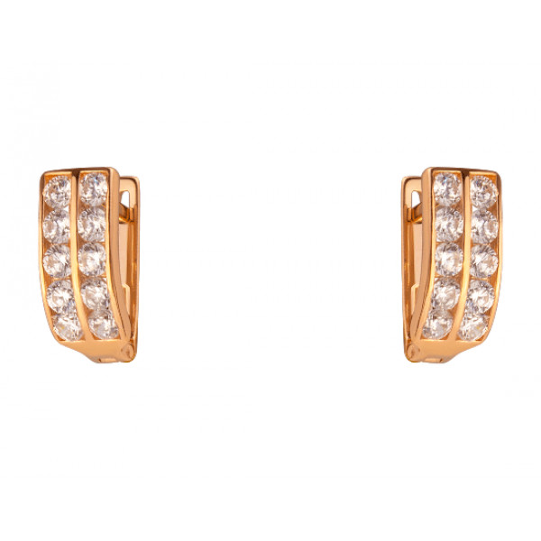 Золоті сережки червоного кольору з цирконом