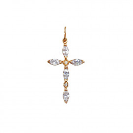 Крестик из красного золота с цирконом 01-200178984