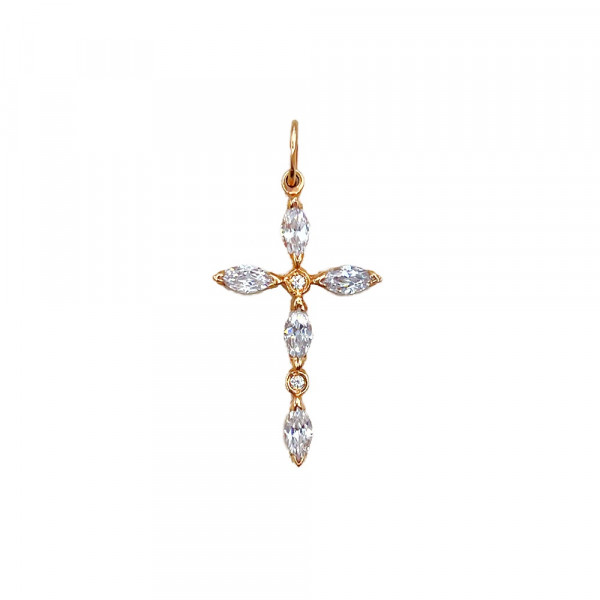 Крестик из красного золота с цирконом