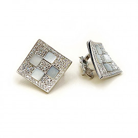 Серьги из белого золота с белыми бриллиантами 01-200624884