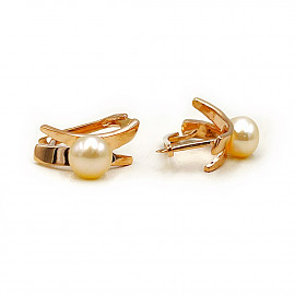 Серьги из золота в красном цвете с жемчугом 01-200737984