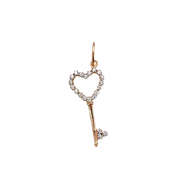 Золотий кулон червоного з білим кольору з цирконом «Ключ»