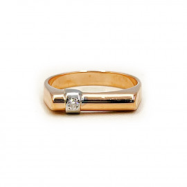 Золотое кольцо в красном с белым цвете с белым бриллиантом 01-200781884