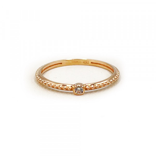 Золота каблучка червоного кольору з цирконом