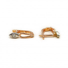 Золоті сережки червоного з білим кольору з цирконом 01-200812384