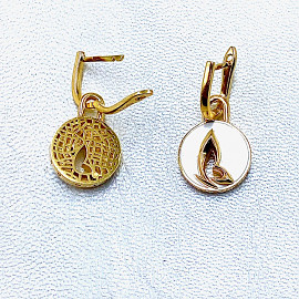 Серьги из золота желтого цвета с эмалью