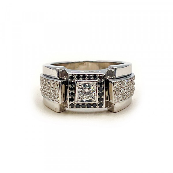 Золотий перстень білого кольору з жовтими діамантами