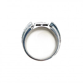 Золотий перстень білого кольору з жовтими діамантами