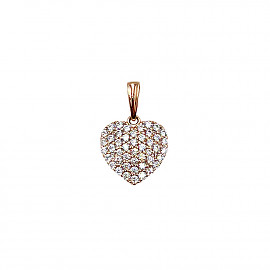 Золотий кулон червоного кольору з цирконом «Серце» 01-200850884