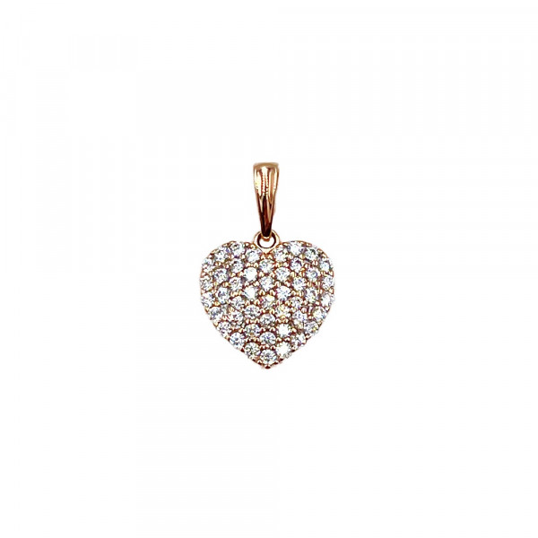 Золотой кулон красного цвета с цирконом «Сердце»