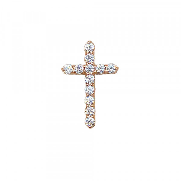 Хрестик з золота у червоному кольорі з цирконом