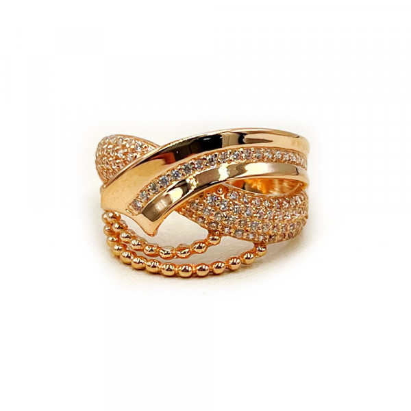 Золота каблучка червоного кольору з цирконом