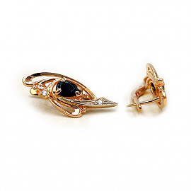 Золотые серьги в красном с белым цвете с цирконом 01-200905084