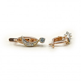 Серьги из золота в красном с белым цвете с цирконом 01-200430285