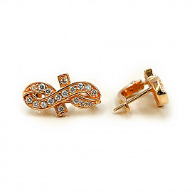 Серьги из золота красного цвета с цирконом 01-200633685