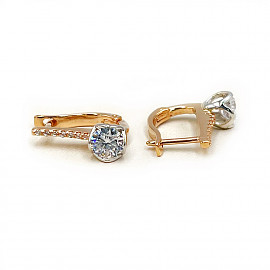 Сережки з золота червоного з білим кольору з цирконом 01-200788385