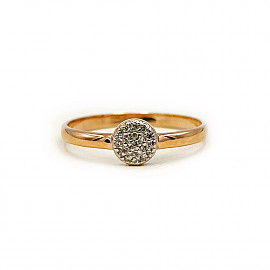 Золота каблучка у червоному з білим кольорі з жовтими діамантами 01-200847285