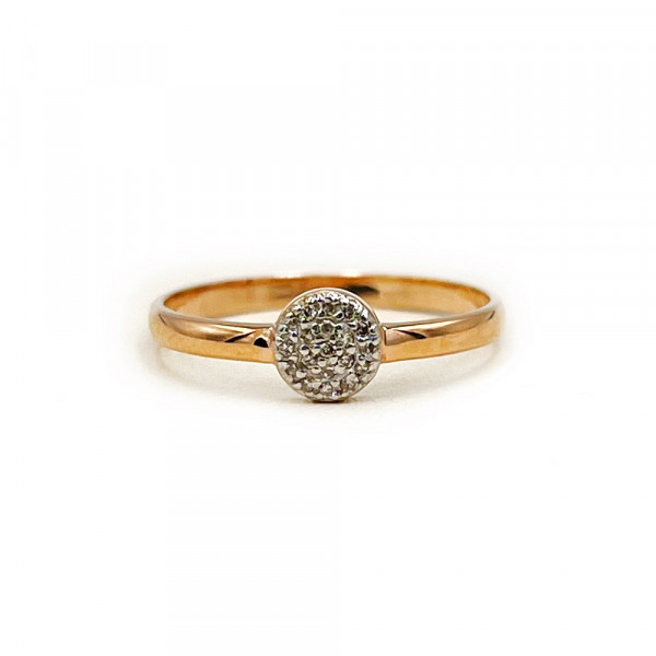 Золота каблучка у червоному з білим кольорі з жовтими діамантами