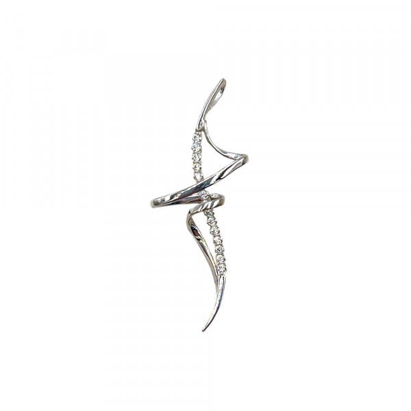 Золотий хрестик у білому кольорі з цирконом