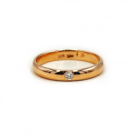 Обручка з золота червоного кольору з жовтим діамантом 01-200893385