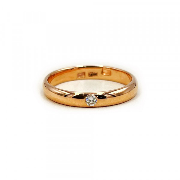 Обручка з золота червоного кольору з жовтим діамантом