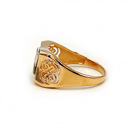 Перстень з золота у червоному з білим кольорі з цирконом