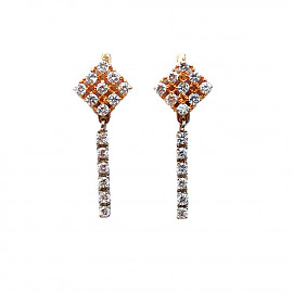 Серьги из золота красного с белым цвета с цирконом 01-200975985