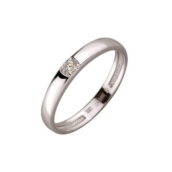 Каблучка з білого золота з білим діамантом