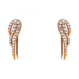 Золоті сережки червоного з білим кольору з цирконом 01-200202586