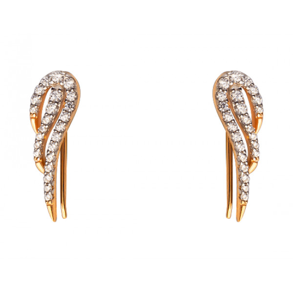 Золоті сережки червоного з білим кольору з цирконом