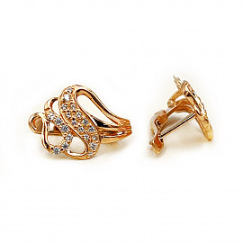 Серьги из золота красного цвета с цирконом 01-200491886