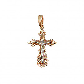 Золотой крестик в красном с белым цвете 01-200757286