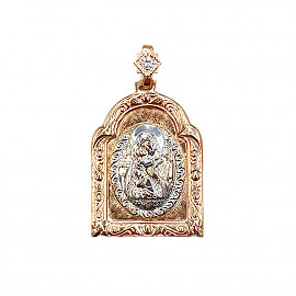 Кулон из красного с белым золота с цирконом 01-200761986