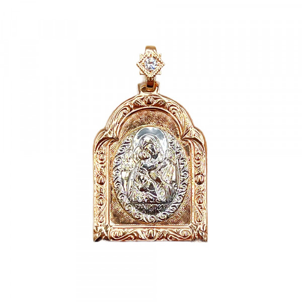 Кулон из красного с белым золота с цирконом