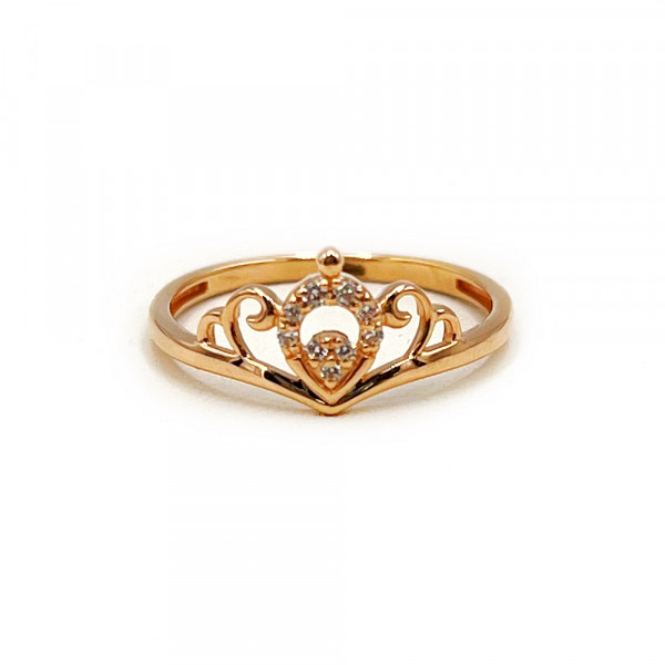 Кольцо из красного золота с цирконом