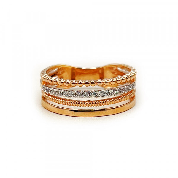 Золота каблучка червоного з білим кольору з цирконом