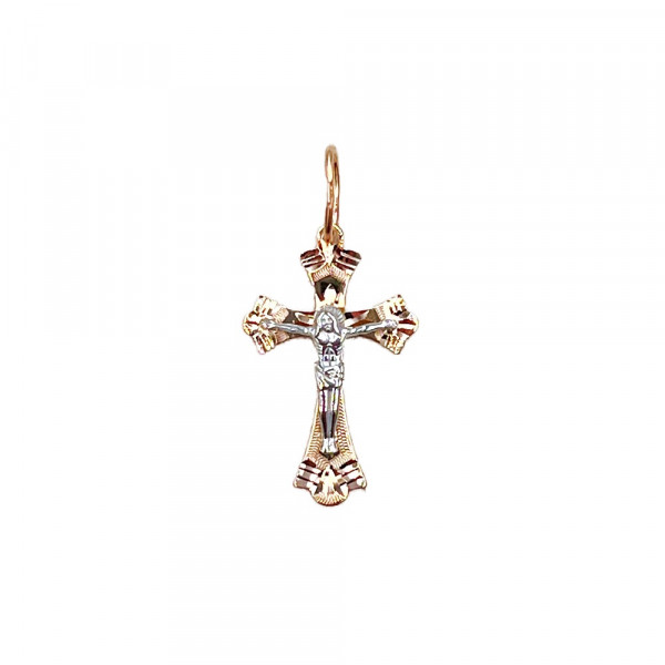 Хрестик з червоного з білим золота