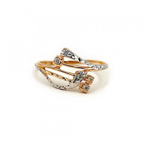 Кольцо из золота в красном с белым цвете с цирконом