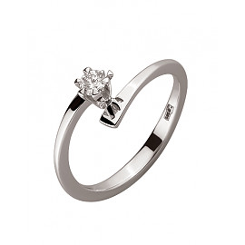 Золотое кольцо белого цвета с желтым бриллиантом 01-200034187