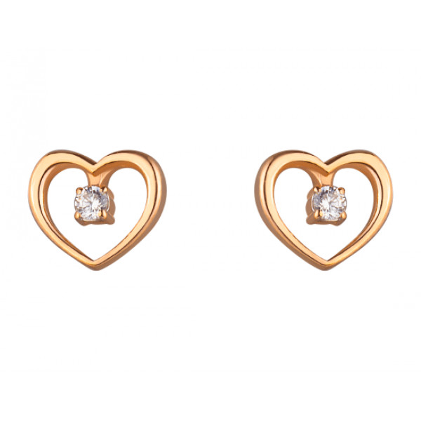 Золотые серьги в красном цвете с цирконом