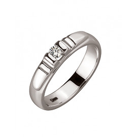 Каблучка з золота білого кольору з жовтим діамантом 01-200079187