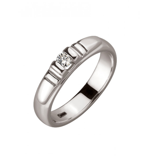 Каблучка з золота білого кольору з жовтим діамантом